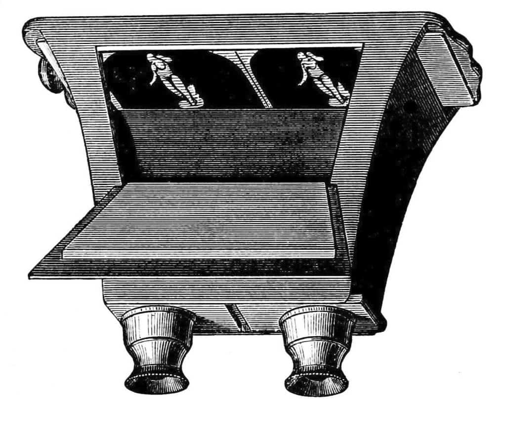 Antik stereoskopvisare för 3D-bilder, svartvitt illustration.