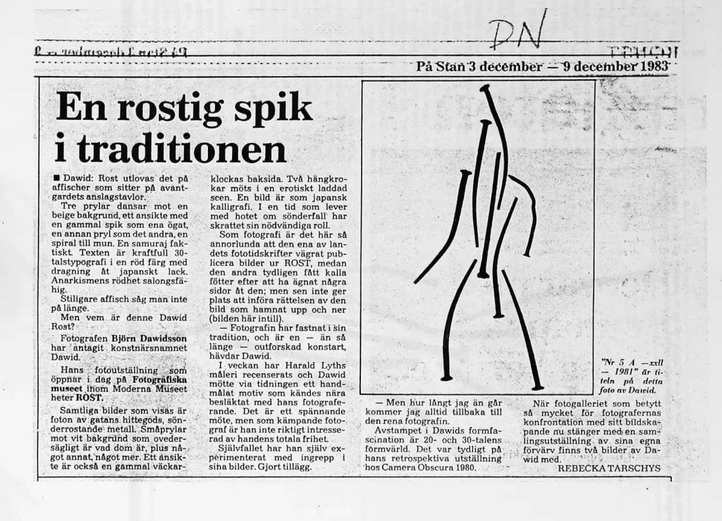 Urklipp ur DN På Stan 3 till 9 december 1983 med rubriken En rostig spik i traditionen.